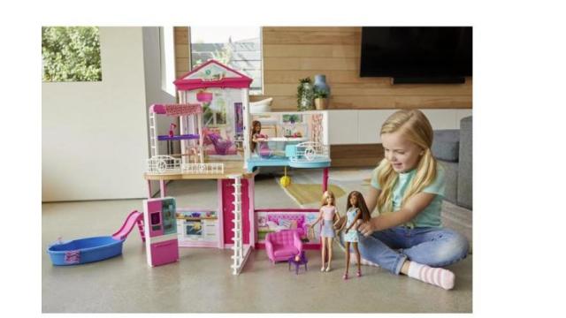 Barbie Dollhouse Set With 3 dolls & furniture
