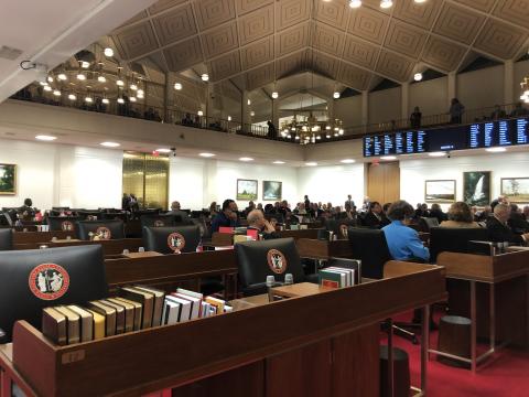 Empty seats in the NC House after Democrats walk out over the seating of new state Rep. Donnie Loftis, R-Gaston, Nov. 1, 2021.