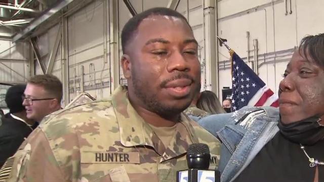 Tears and hugs at Fort Bragg as soldier return home for Thanksgiving 