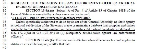The public law enforcement database regulation was approved as part of the new state budget. 