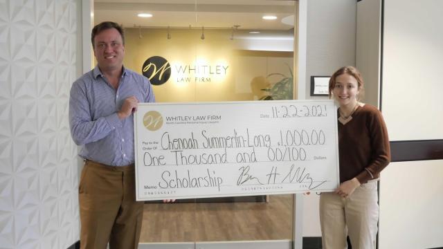 Whitley Law Firm's 2021 Overcoming Obstacles Scholarship rewards local student
