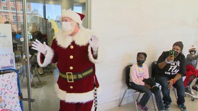 Santa Claus arrives at Johns Hopkins Children's Center