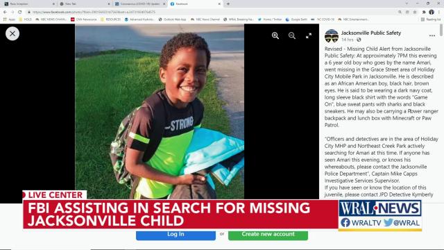 FBI assisting in search for missing Jacksonville child 