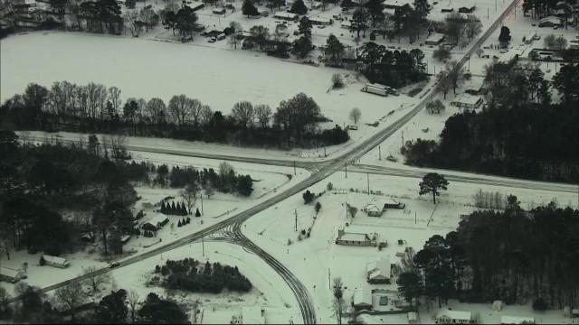 Sky 5: Snow blankets roads in Johnston County