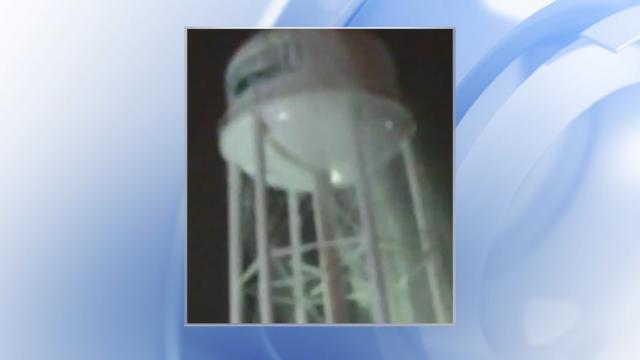 Raw: Icy water overflows from Smithfield water tower