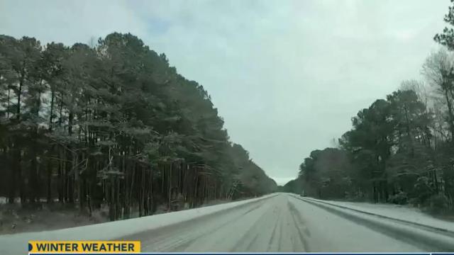 I-95 covered with snow in Nash County