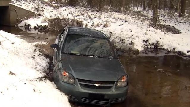 Icy roads create a mess on central NC roads with stuck cars and crashes 
