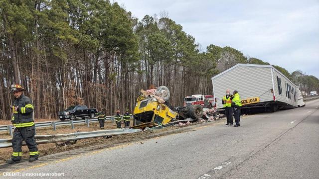 Mobile home blocks traffic for hours on US-64 at Lizard Lick Road near Zebulon