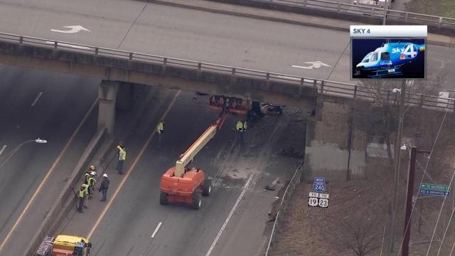 Part of I-240 in Asheville closes down after bridge damaged in crash 