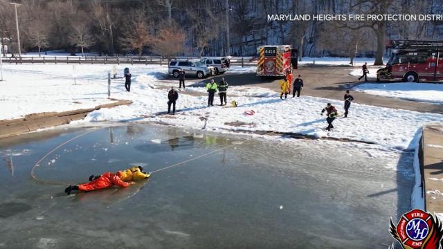 Video shows Missouri firefighters save two boys from ice lake 