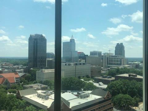 The Holiday Inn provided a view of downtown Raleigh from 20 stories in the air.