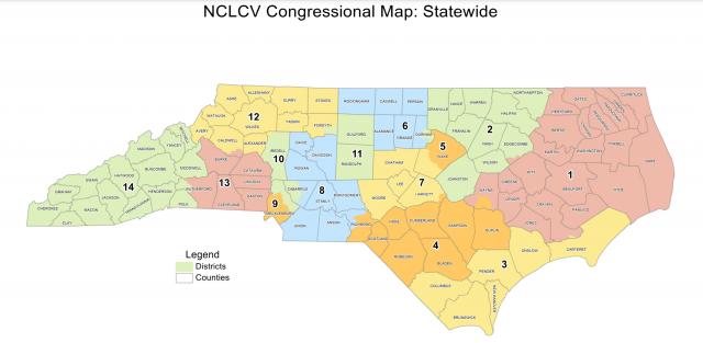 NC League of Conservation Voters proposed congressional map in Harper v. Hall, Feb. 18, 2022.