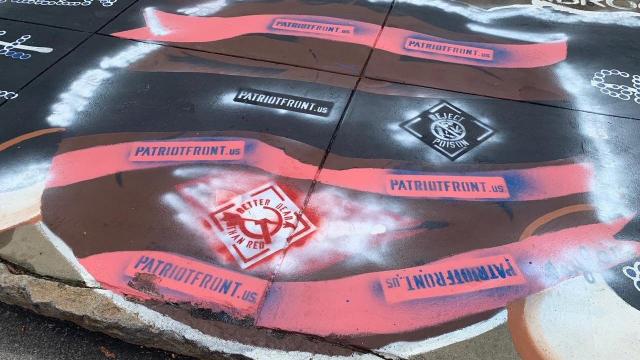Mural supporting Black lives defaced with markings of white supremacist group in Raleigh