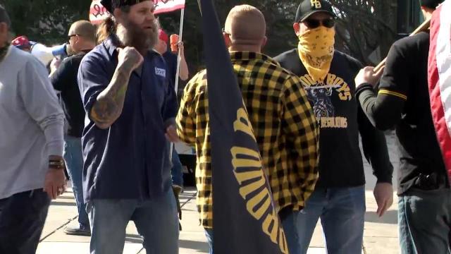 Convoy of protestors, including Proud Boys, brings COVID, other grievances to downtown Raleigh