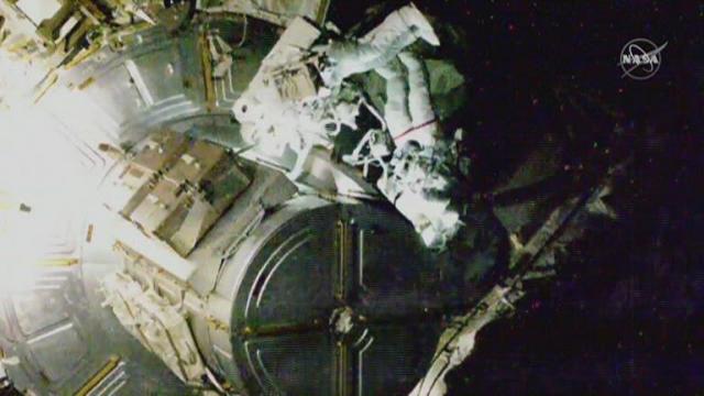 Astronauts go on spacewalk outside ISS