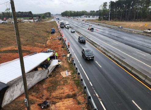 Part of Interstate 95 in Harnett County was closed on Thursday afternoon because of a crash. 