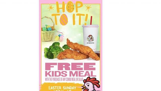 PDQ: Free kids meal offer with purchase on Sunday, April 17