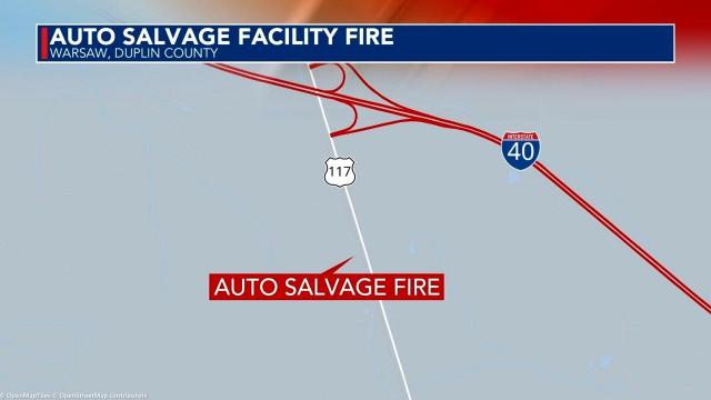 Large fire burns at car storage facility in Duplin County