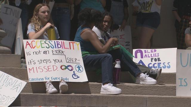 Protesters demand UNC-Chapel Hill address lack of accessibility for wheelchair users 