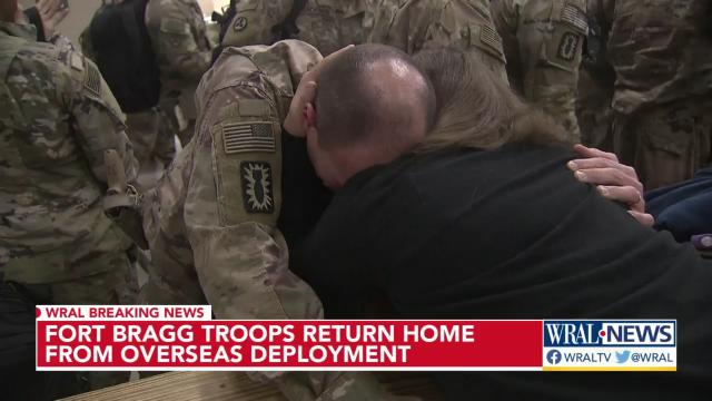 A tearful reunion at Fort Bragg as soldiers return from Kuwait