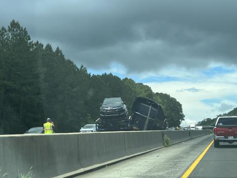 Tractor-trailer involved in crash on I-40 East in Durham. (Photo taken April 14, 2022) 
