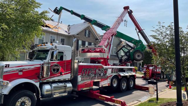 Forklift crashes through roof of Cary townhome with owner inside 