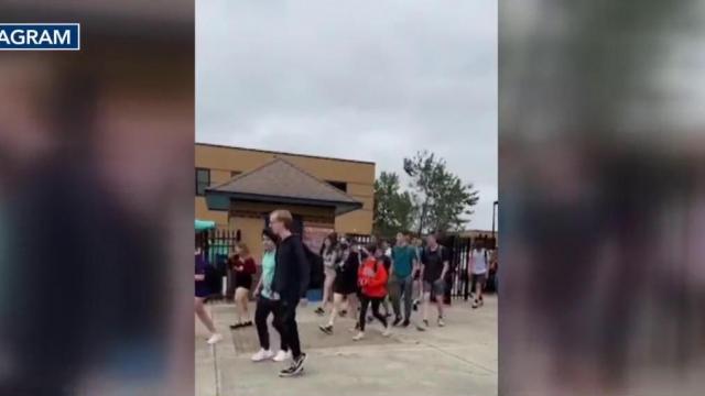 Leesville Road High School students leave class to honor students and teachers killed in Texas