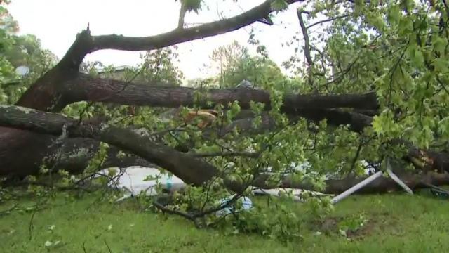 Tree falls on home at Raleigh-Garner line 