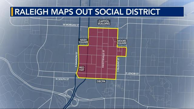 The City of Raleigh proposes a social neighborhood area for its downtown.  The City of Raleigh provided the map.