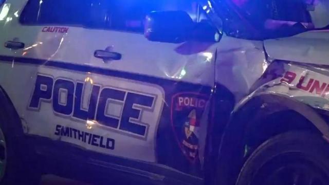 Caught on Cam: Smithfield police cruiser crashes into truck at intersection 