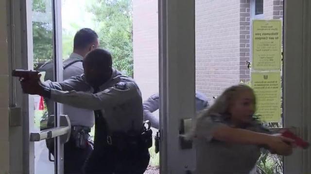 Watch: Wake deputies rush into school during active shooting drill 