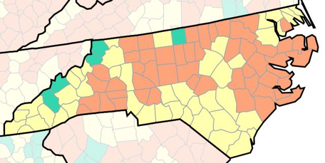 50 counties in North Carolina are under a 'high' risk of community transmission 