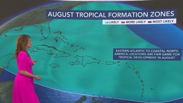 A look at August tropical formation zones as the hurricane season enters its busiest stretch