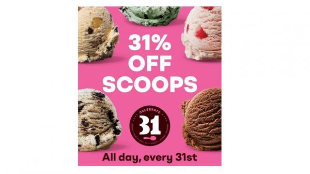 Baskin-Robbins offering 31% off scoops on Aug. 31