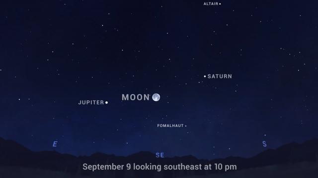 Look for the Moon to point out Jupiter and Saturn Friday night