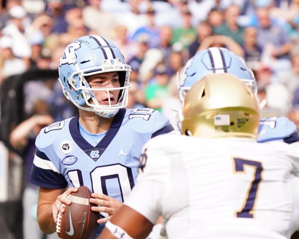 Behind three Maye touchdowns, UNC leads Virginia Tech at halftime
