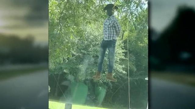 Halloween decoration depicting man hanging from tree comes down in Harnett County after complaints