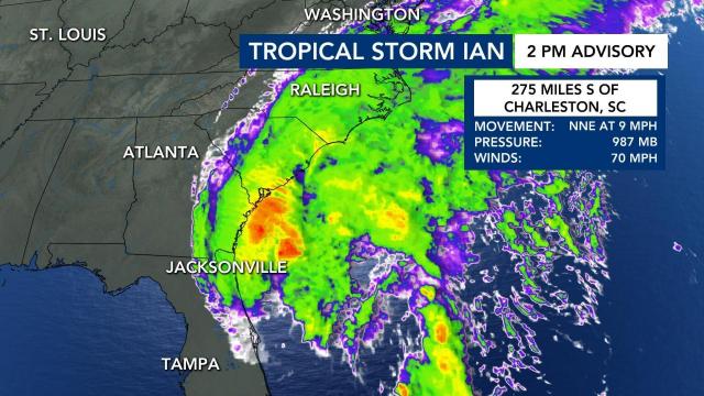 Hurricane Ian strengthens into category 1, level 2 risk for severe storms in effect for eastern NC