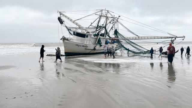 Man arrested after climbing onto shrimp boat that washed ashore during Ian 