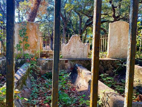 Girl in the rum keg: Grave at the Old Burying Ground in Beaufort, NC.