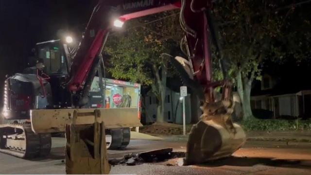 Crews work overnight to fix water main on St. Mary's Street in Raleigh