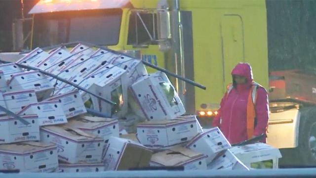 I-95 reopens in Halifax County after truck spills boxes on highway