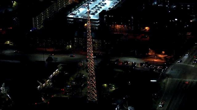 WRAL lights towers in Raleigh, Durham and Rocky Mount