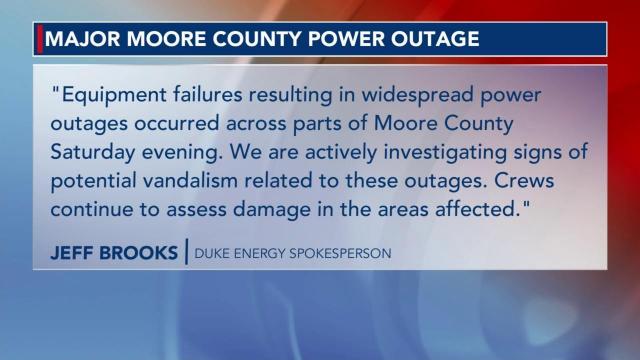 Massive power outages in Moore County caused by vandalism, considered 'criminal occurrence'