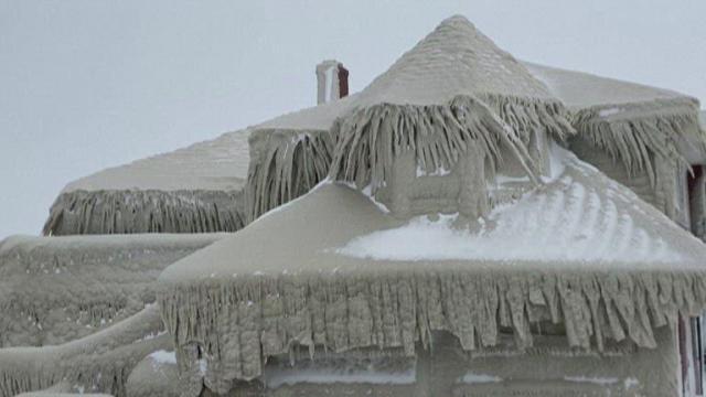 Restaurant left covered in ice after blizzard