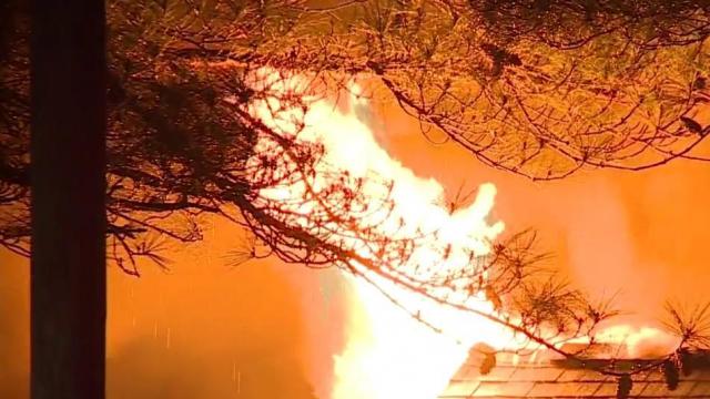 Firefighters battle massive blaze near Garner