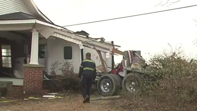 Tractor-trailer slams into Harnett County home