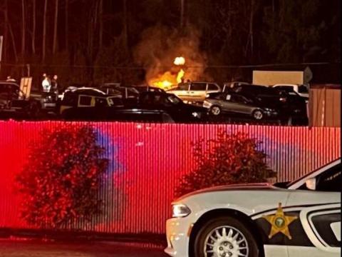 Car catches fire at Wake County towing company