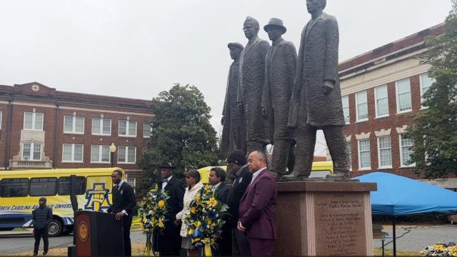 NC A&T honors men who, 63 years ago, sat at all-white lunch counter at Woolworth's in Greensboro