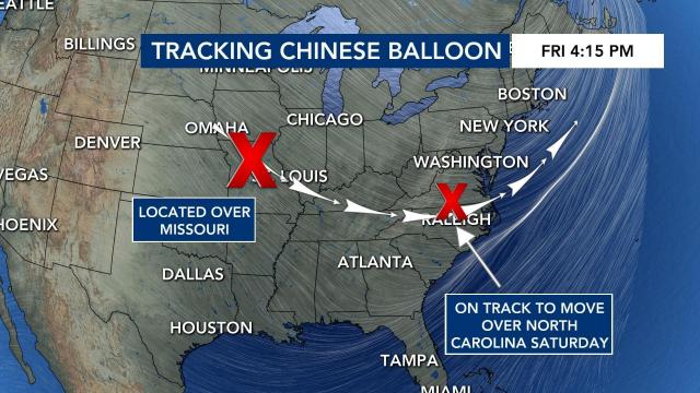Amid spying worries, Chinese balloon on track to fly over NC Saturday